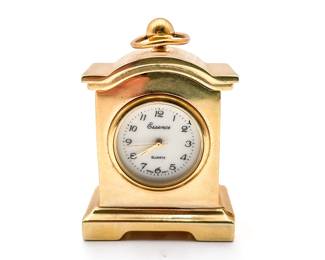 Vintage Essence Gold Tone Brass Miniature Quartz Clock