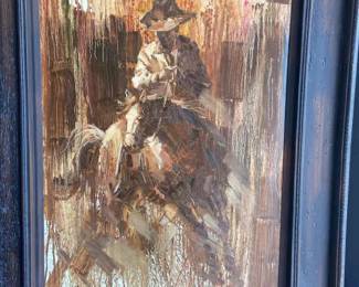 Cowboy On Canvas Certificate Of Authenticity Included 