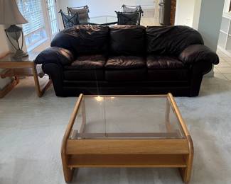 Leather Couch and MCM Coffee Table