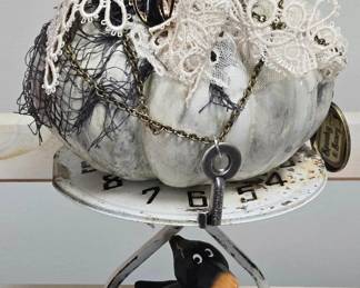 Halloween Pumpkin Art Assemblage