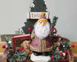 Christmas Assemblage on Vintage Toy