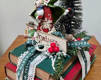 Christmas Art on Vintage Books