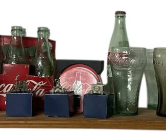 CocaCola Collectible Lot  Glassware, Bottles, Ceramic Coasters  Train Car Miniatures