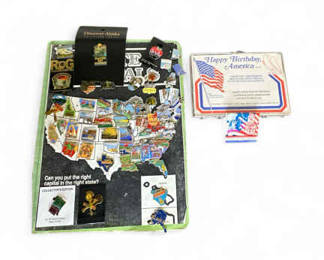 State  Patriotic Pin Collection with Bicentennial Matchbook Set