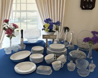 Lovely Dinnerware And Glass Serving Lot