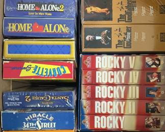 Lot of VHS Movies  Rocky, Godfather, Star Wars, Home Alone  More  Magnavox Rewinder
