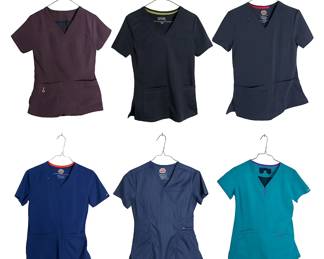 Lot of 7 Womens Scrub Tops Small  5 Scrub Pants Medium