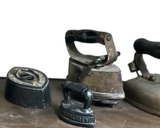 Collection of Antique Cast Iron Clothes Irons