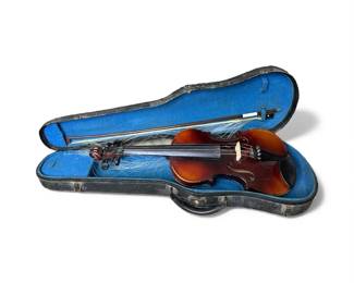 Vintage Violin with Case  Bow  Stradivarius Copy Label
