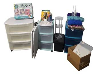 Lot of Plastic Storage Drawers with Craft  Hobby Supplies