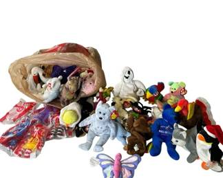Large Lot of TY Beanie Babies  Teenie Beanies  Peace Bear, Princess Diana, Holiday  More