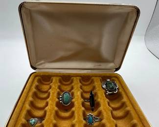 Ring Lot  Turquoise Style Stones in Presentation Box