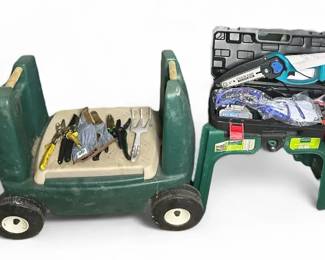 Gardening Lot with Chainsaw, Landscape Fabricand Accessories
