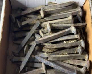 Box of Vintage Railroad Spikes  Approx. 35 Pieces