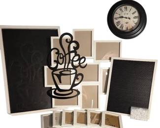 Wall Decor Lot  Clock, Photo Frames, Chalkboard, Coffee Art Letter Message Board