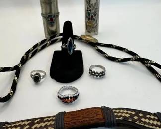 Sterling Silver Rings, Bolo Tie  Feuder Butterfly Lighter Cover