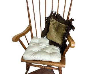 Wooden Spindle Back Rocking Chair with Footstool  Cushions