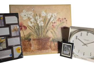 Wall Decor  Home Accessories Lot  Floral Art, Collage Frame  Clock