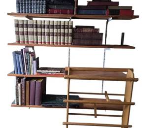 Large Book Collection with Wooden Book Rack