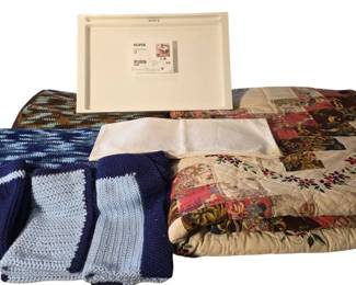 JC Penney King size quilt, Afghans, Lap Robes, Bed Tray