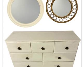 White 9Drawer Dresser with Pair of Decorative Wall Mirrors