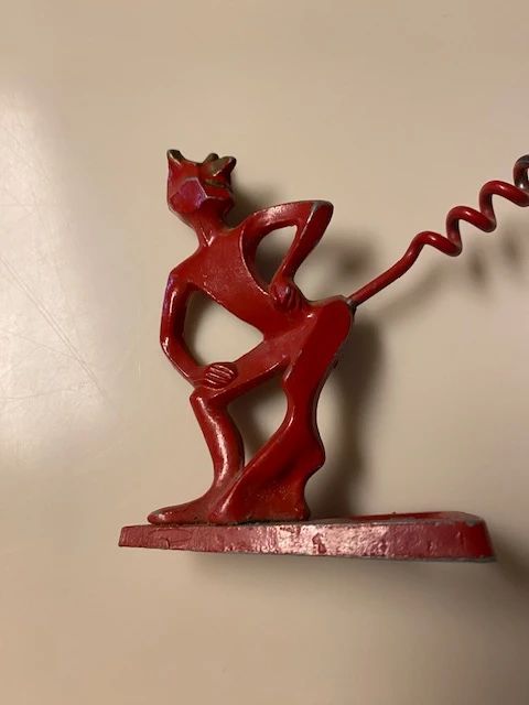 vintage red devil metal corkscrew
