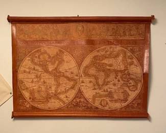 vintage double hemisphere map on leather