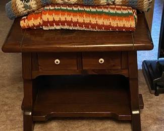 side table and throws