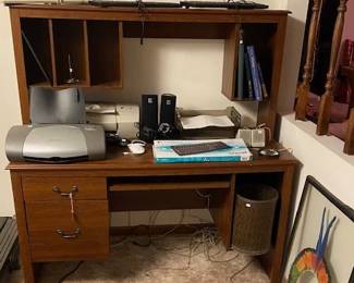 desk, printers, keyboards