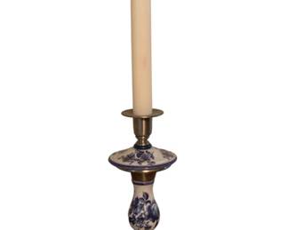 166 - Blue & White Candlestick Holder 9" tall
