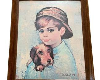 29 - Framed Print of Girl w/ dog - 19 x 23
