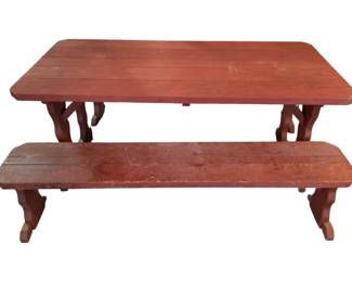 232 - Wood Picnic Table w/ 2 Benches Table - 70 x 35 x 29 Benches - 14 x 70 x 17
