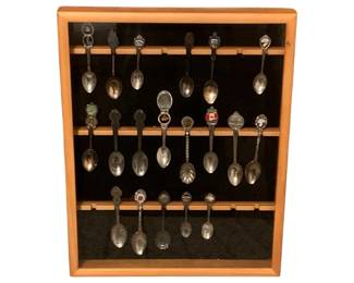 192 - Collector Spoons w/ Display Case - 14 x 18
