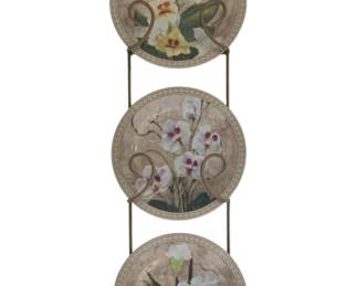 235 - 3 Plates w/ hanger - 9" round plates, 38 x 12
