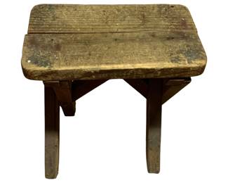 200 - Primitive Wood Stool - 12 x 18 x 17

