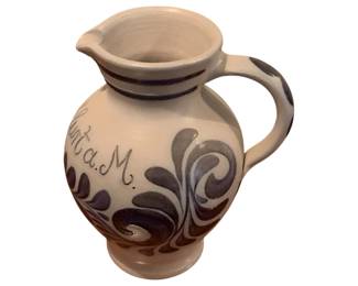 141 - Blue & White Stoneware Pitcher - 8.5" tall
