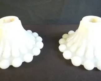 Vintage Anchor Berwick Boopie Milk Glass Candle Stick Holders