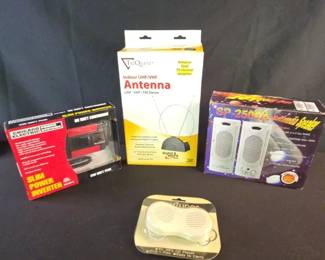Multimedia Speakers, Indoor UHF VHF Antenna And Slim Power Inverter