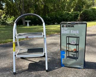Step Ladder And 4 Tier Shelf Bundle