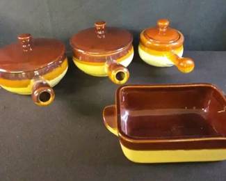 Vintage Drip Glaze French Onion Crocks