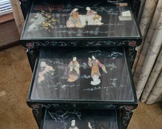 jade inlaid nesting tables