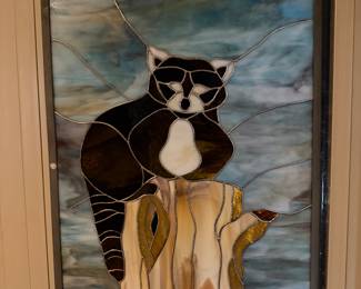 Cat stained glass window