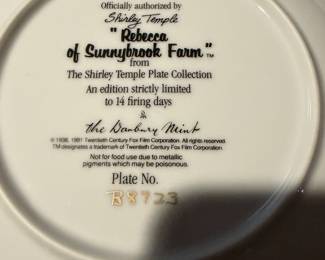 Shirley Temple plates the Danbury mint