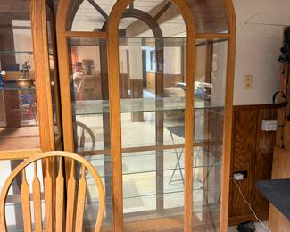 Lighted Oak Curio Cabinet