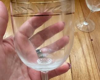 #39 - $ - Gold banded crystal stem ware - 7 white wine - 8 red wine - 8 water