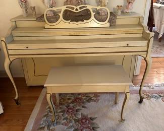 #13 - $250 - White Claire De Lune piano - Grand Piano co. inc. Morgantown NC with bench
