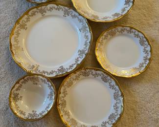 #38 - $ -  Weimar Germany fine bone gold and white china "katherina"c.1940's - 91 pieces service for 12
