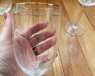 #39 - $ - Gold banded crystal stem ware - 7 white wine - 8 red wine - 8 water