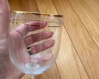 #39 - $ - Gold banded crystal stem ware - 7 white wine - 8 red wine - 8 water