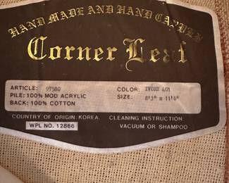 #29 - $200 - Corner leaf Carved area carpet creams pinks and greens 8'3x11'6 needs cleaning